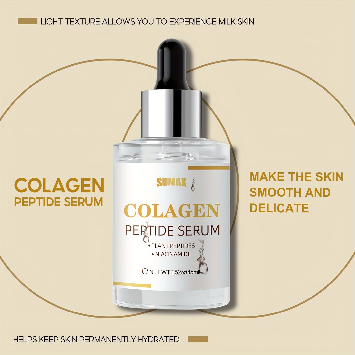 Sérum Raffermissant aux Peptides Végétaux & Niacinamide - Hydratation Intense (45ml)