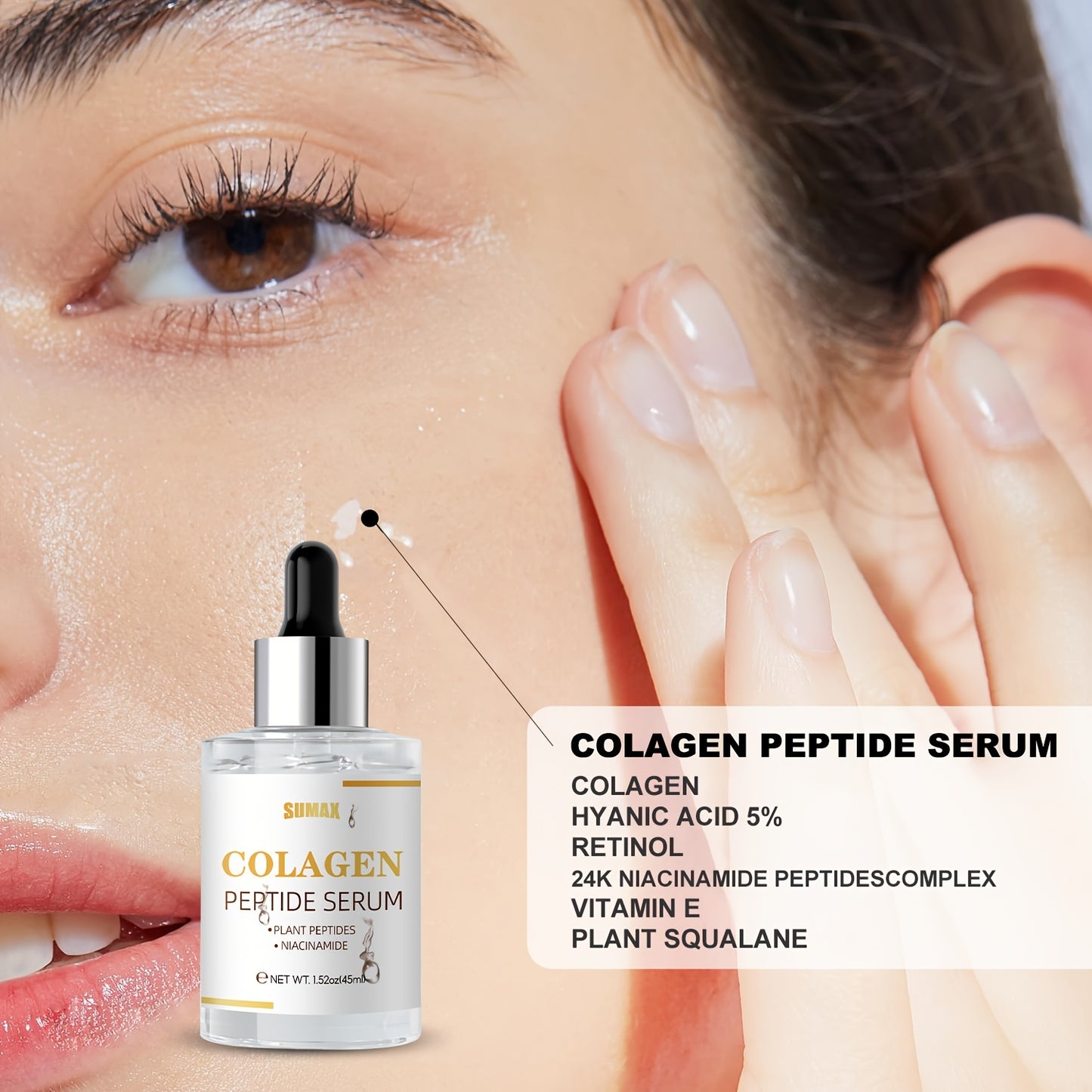 Sérum Raffermissant aux Peptides Végétaux & Niacinamide - Hydratation Intense (45ml)