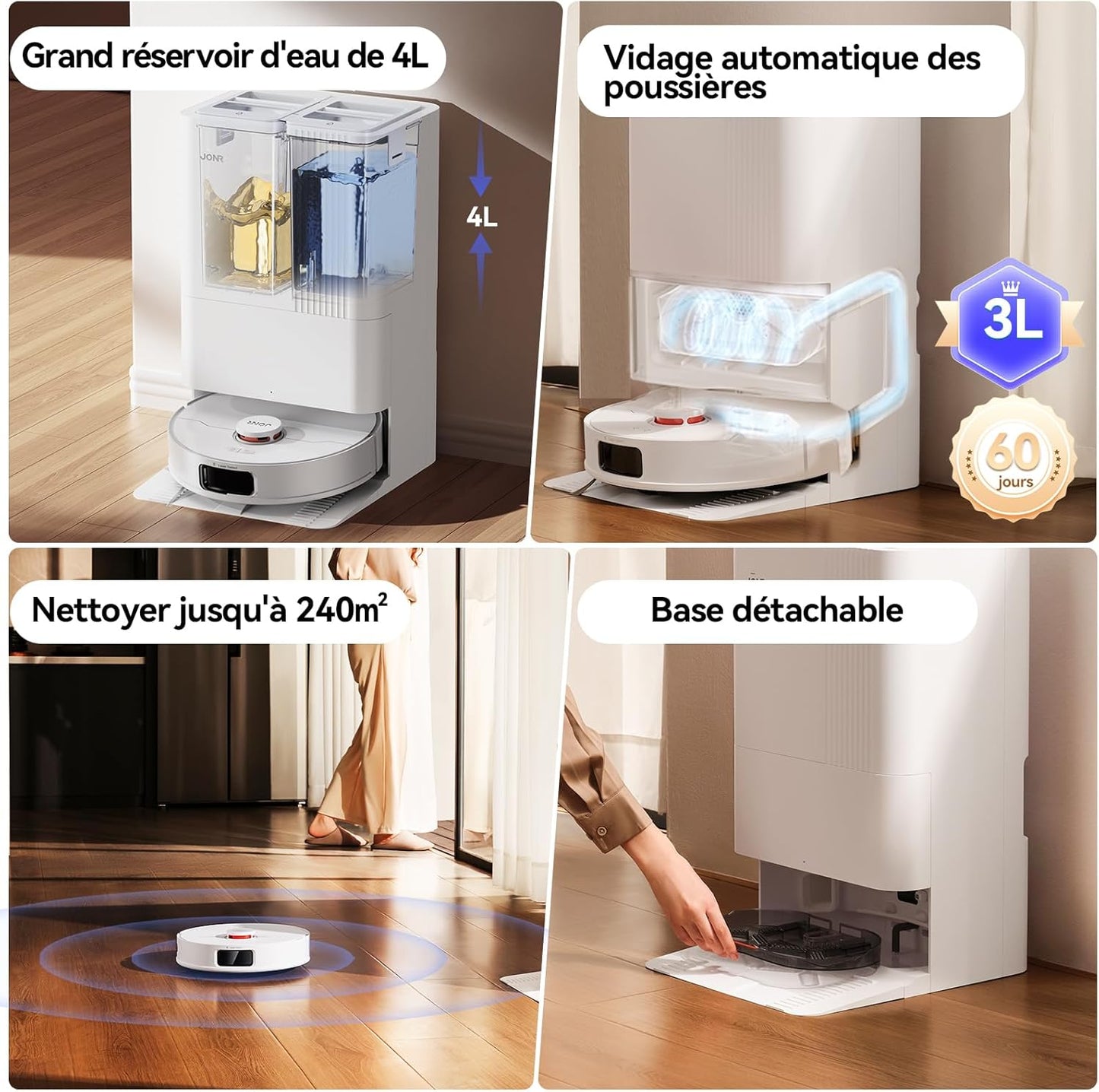 Robot Aspirateur Laveur ONR P20 Pro : Station Tout-en-Un & Nettoyage des Bords Révolutionnaire