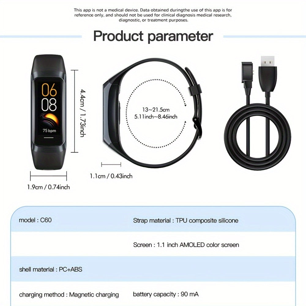 Montre Connectée 1.1" - Votre Coach Fitness & Bien-être au Quotidien