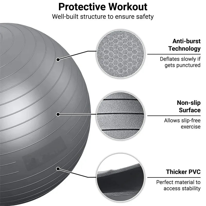 Ballon de yoga 65 cm – Swiss Ball de stabilité et renforcement jusqu’à 90 kg