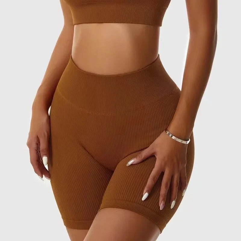 Short sport sans couture taille haute – Push up et effet galbant