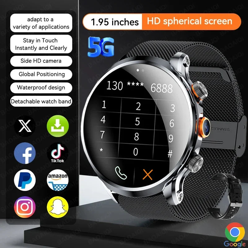 Montre Connectée Autonome 5G/4G - Grand Écran HD, GPS & Google Play