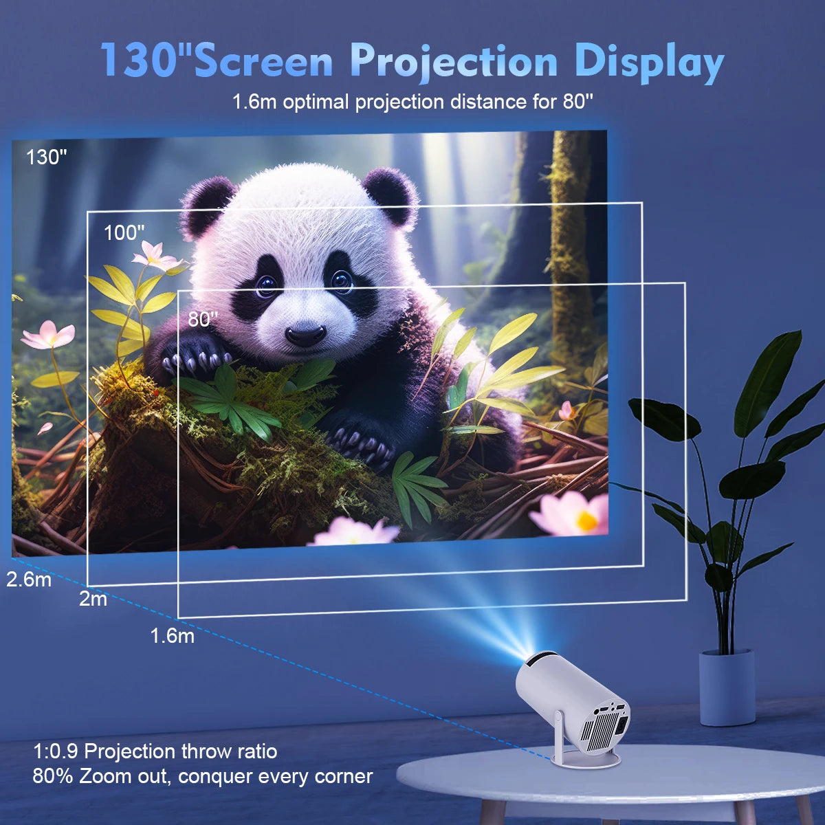 Projecteur Intelligent HD Portable - Android 11, Wifi 6 & Projection Flexible