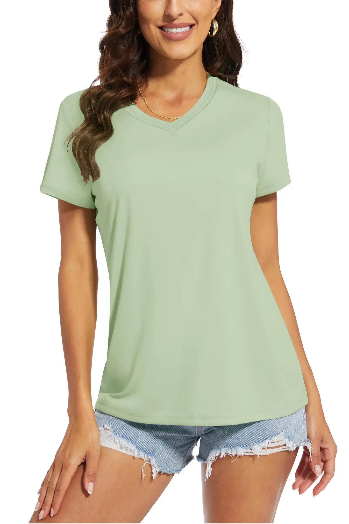 T-shirt femme UPF 50+ col V – Protection solaire et séchage rapide