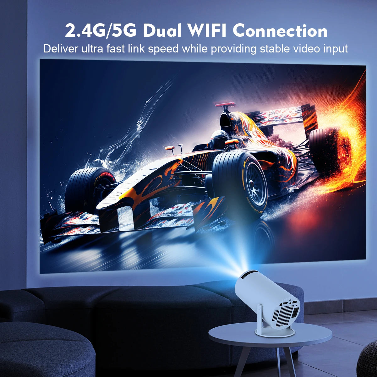 Projecteur Intelligent HD Portable - Android 11, Wifi 6 & Projection Flexible