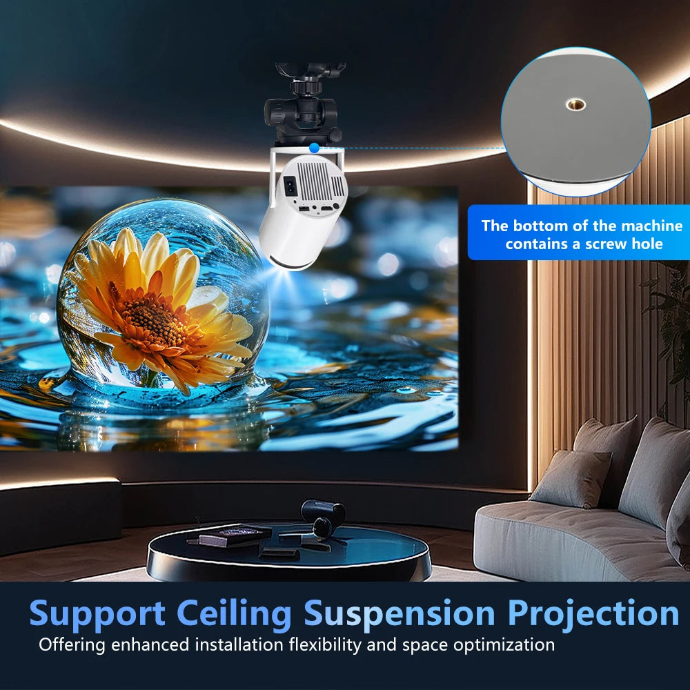 Projecteur Intelligent HD Portable - Android 11, Wifi 6 & Projection Flexible
