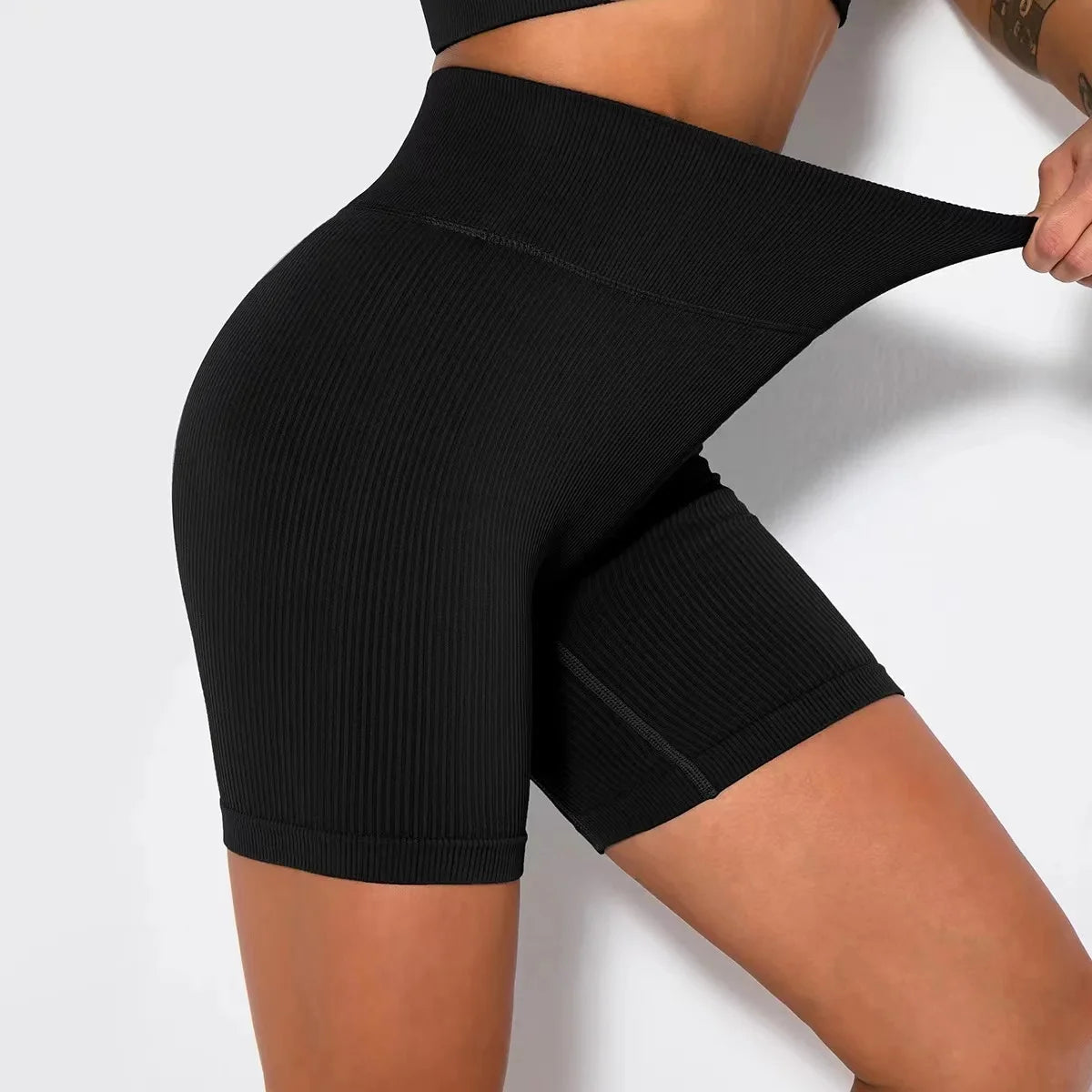 Short sport sans couture taille haute – Push up et effet galbant