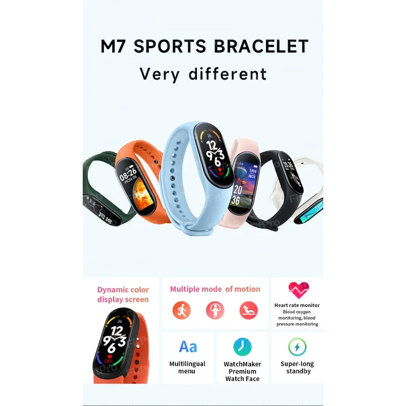 Montre connectée M7 – Smart watch fitness avec fréquence cardiaque et suivi santé
