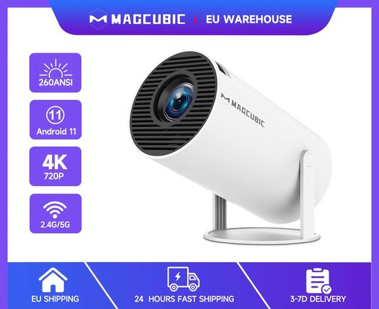 Projecteur Intelligent HD Portable - Android 11, Wifi 6 & Projection Flexible