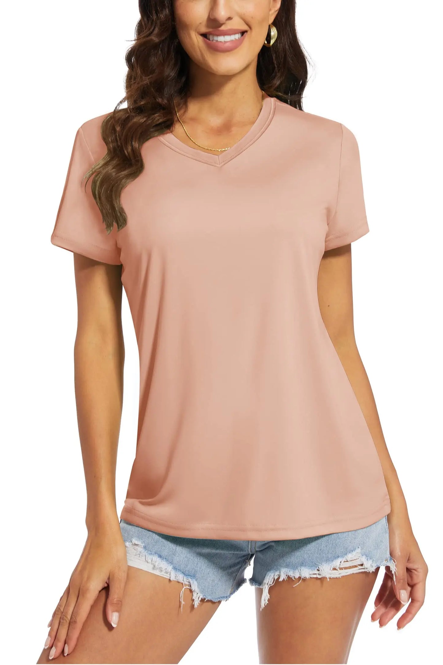 T-shirt femme UPF 50+ col V – Protection solaire et séchage rapide