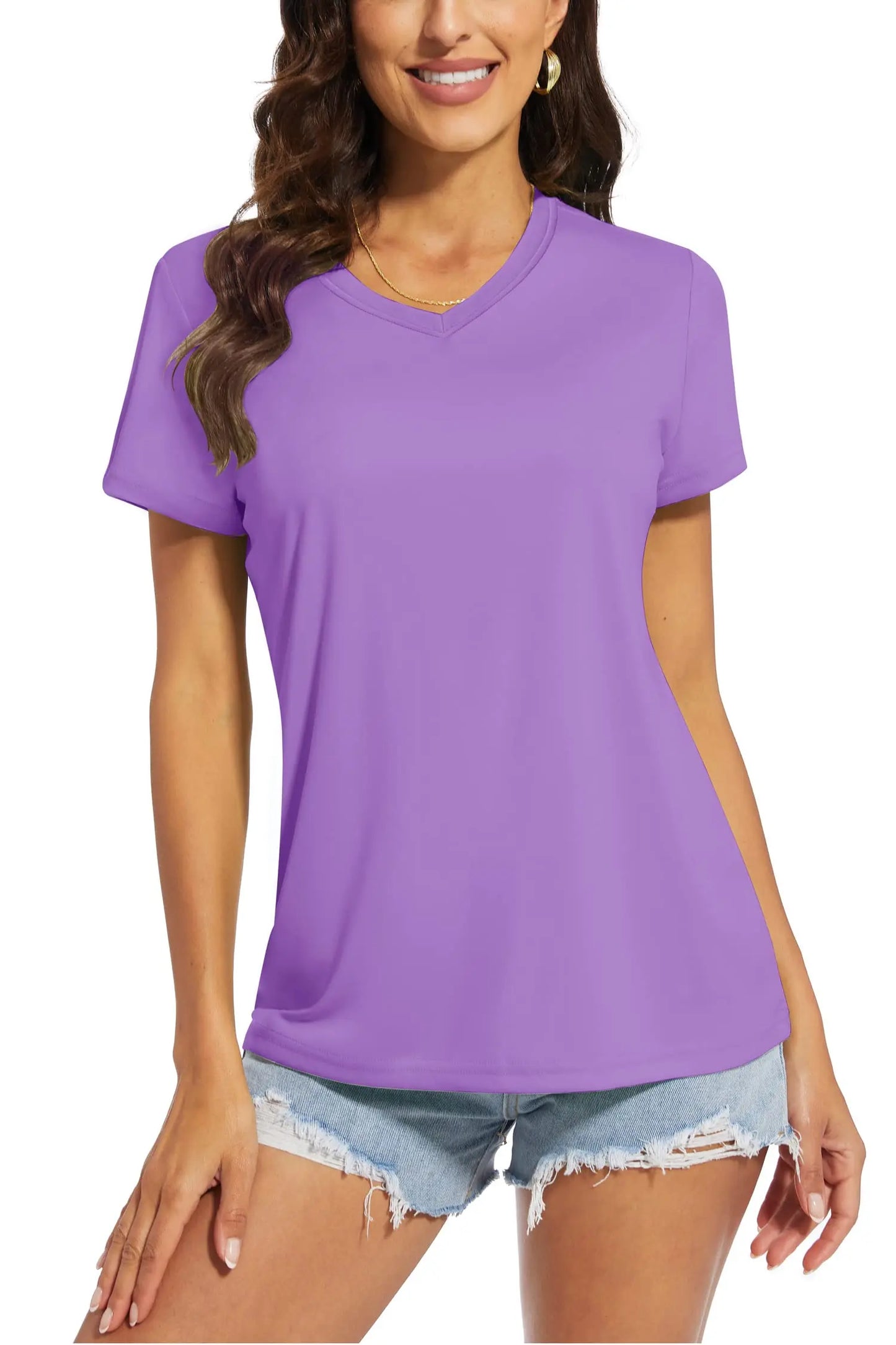 T-shirt femme UPF 50+ col V – Protection solaire et séchage rapide