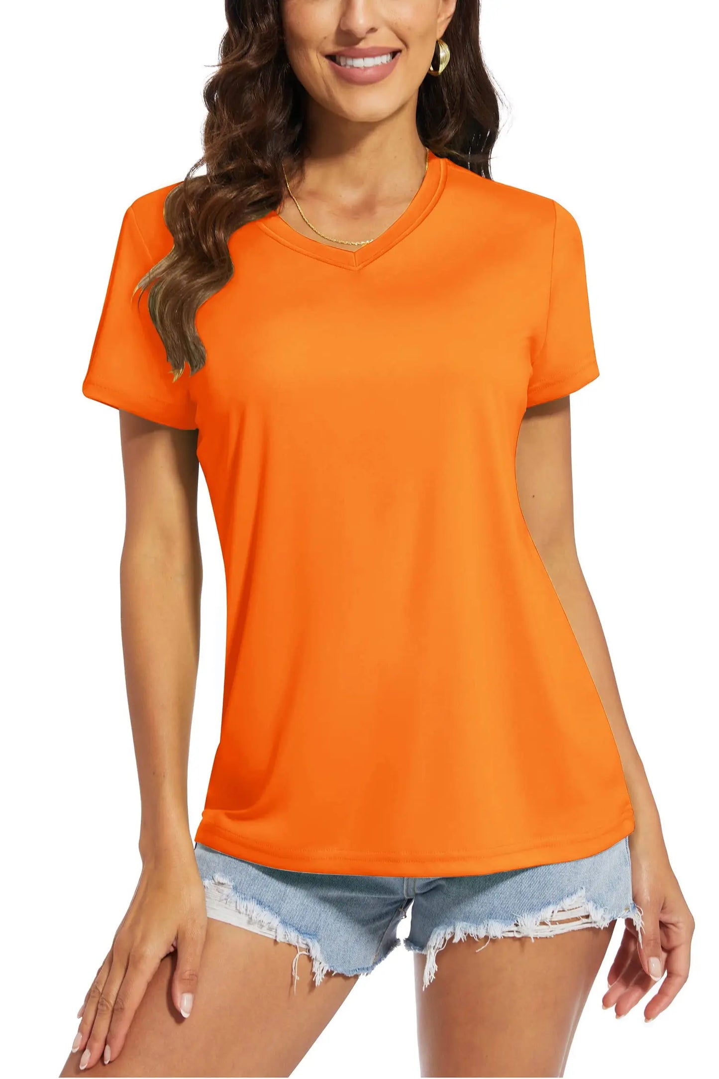 T-shirt femme UPF 50+ col V – Protection solaire et séchage rapide